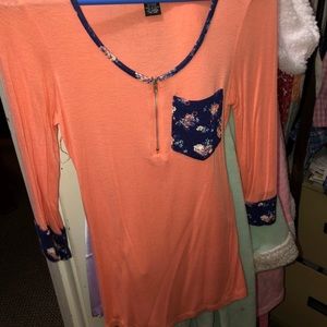 Rue 21 quarter sleeve with pocket and quarter zip